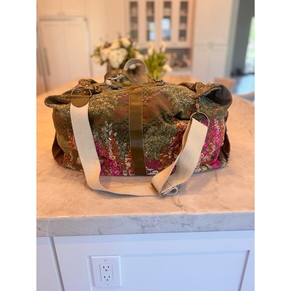 Parcel London Large Canvas Travel Bag Colorful Gardencore Print Adjustable Strap - Picture 2 of 9